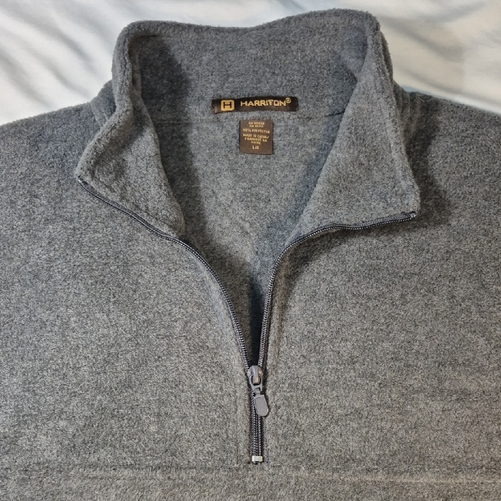 Harriton Mens Long Sleeve Fleece Quarter Zip-Up Sweater with Standing Collar